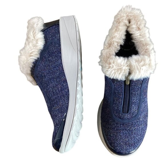 BZees Golden Zip Bootie Faux Fur Accent Sz 9-9.5 Navy Blue #74R - Picture 3 of 9